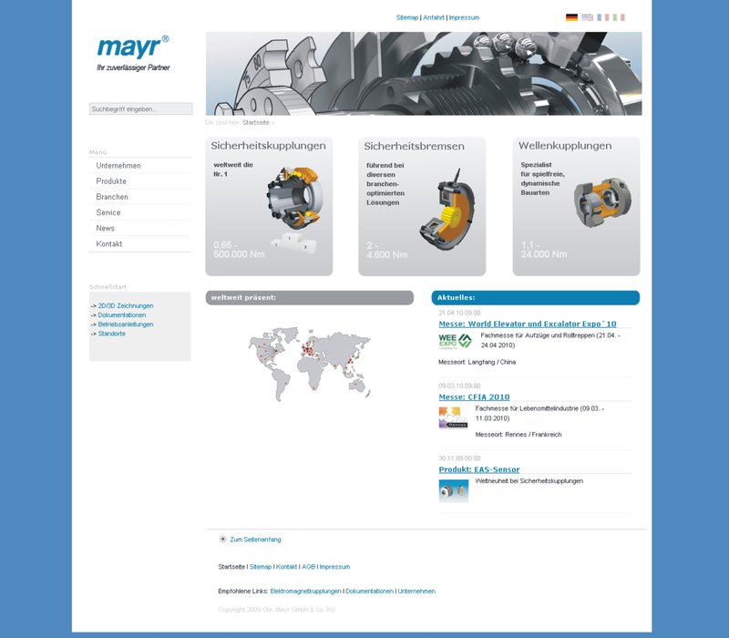 Компания mayr® Power Transmission открыла модернизированный веб-сайт